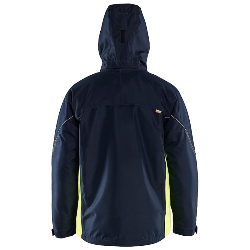 Blaklader Workwear Men s Lightweight Wind and Waterproof Work Jacket Navy Hi Vis Yellow